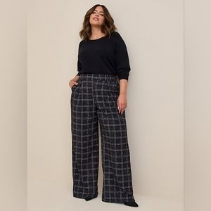 NWT 16 Black Plaid Wise Leg Stretch Crepe High-Rise Pants (Torrid)